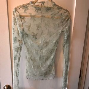 Free People Sheer Lace Top - Light Green